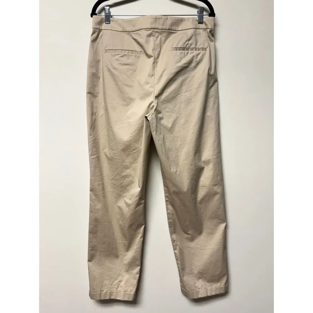 J. CREW Kate Straight Leg Pant, Tan, Cotton Blend, Flat Front, Sz 12 Tall